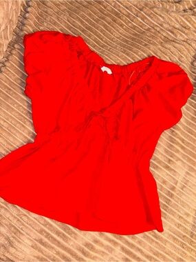 Sienna Sky Red Puff-Sleeve Peasant Blouse